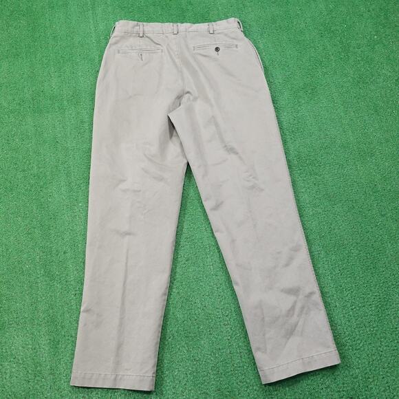 Roundtree & Yorke Pants Mens 36x32 Gray Vintage Chino Cotton Flat Front - Picture 4 of 7